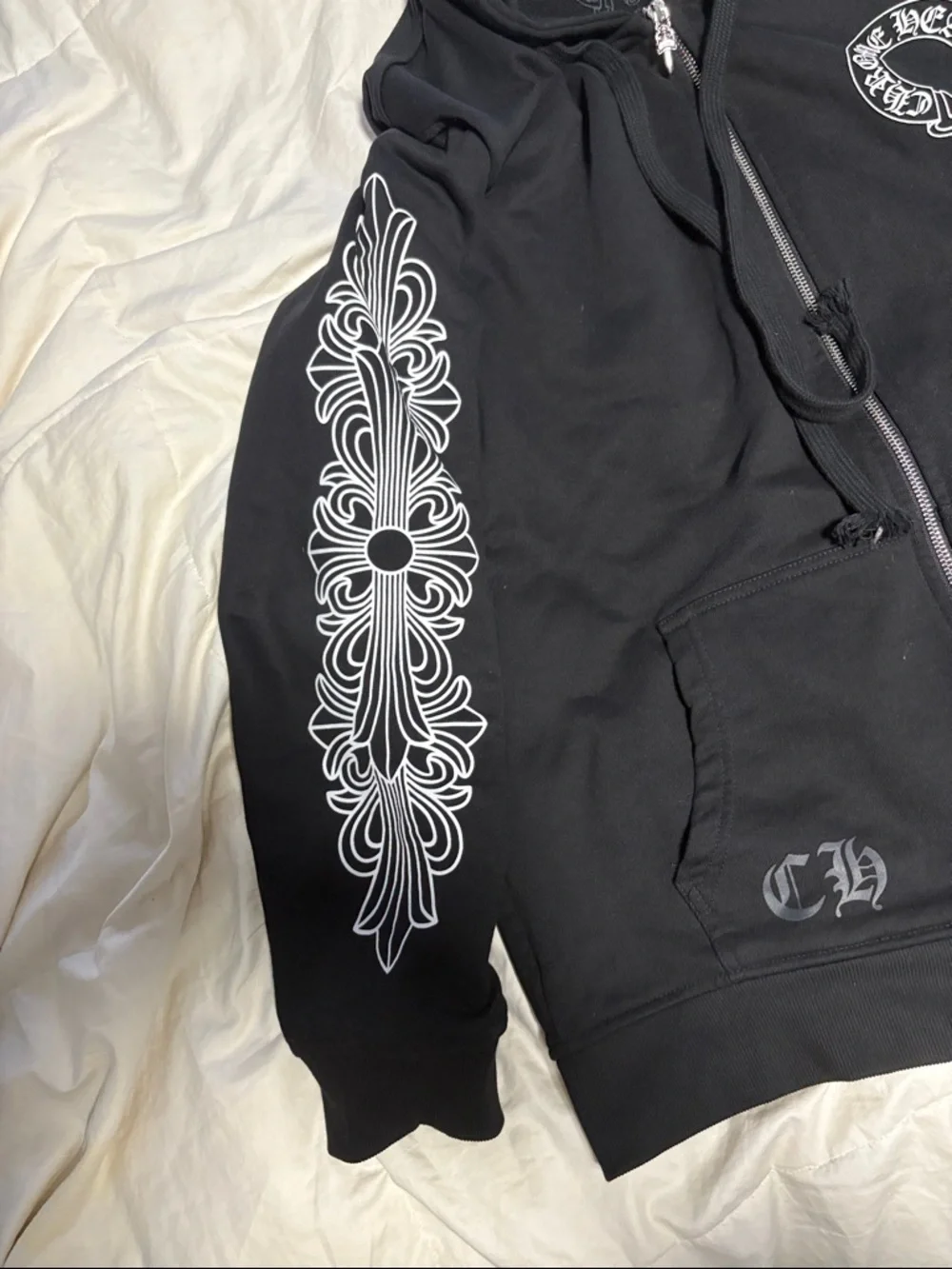 Chrome Hearts Black Hoodie with White Sleeve Prints - Picture 2 of 8